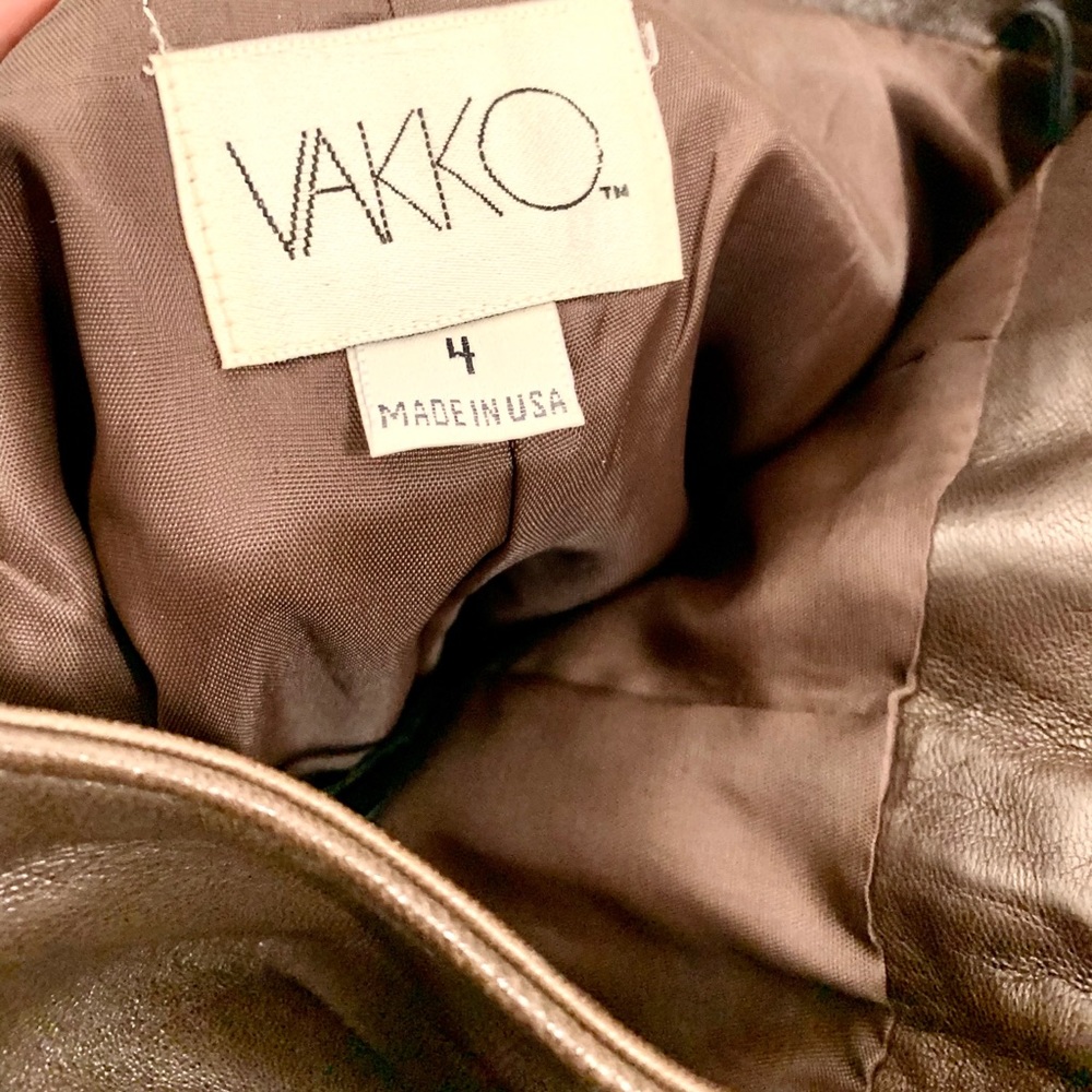 VAKKO Lambskin $390 Leggings Slacks Skinny Pants Trousers Leather Straight Leg - Picture 6 of 10
